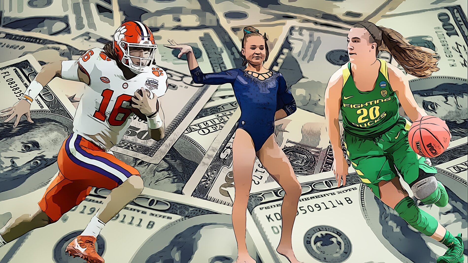 Athletes over dollar bills